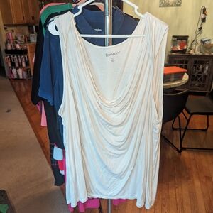 💙Roamans white cowl neck sleeveless blouse 34/36 4x